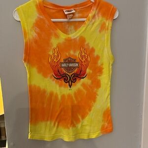 Harley-Davidson Orange and Yellow Tank Top